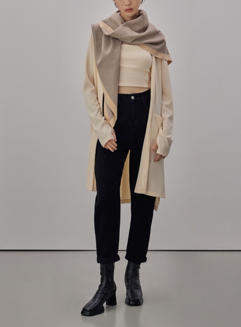 舒適坑條長版外套